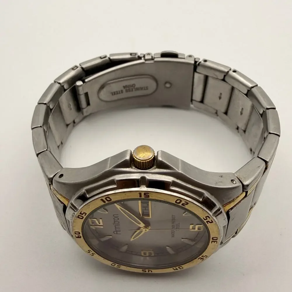 Elegant Vintage Armitron Crissal Men's Two-Tone Watch Working